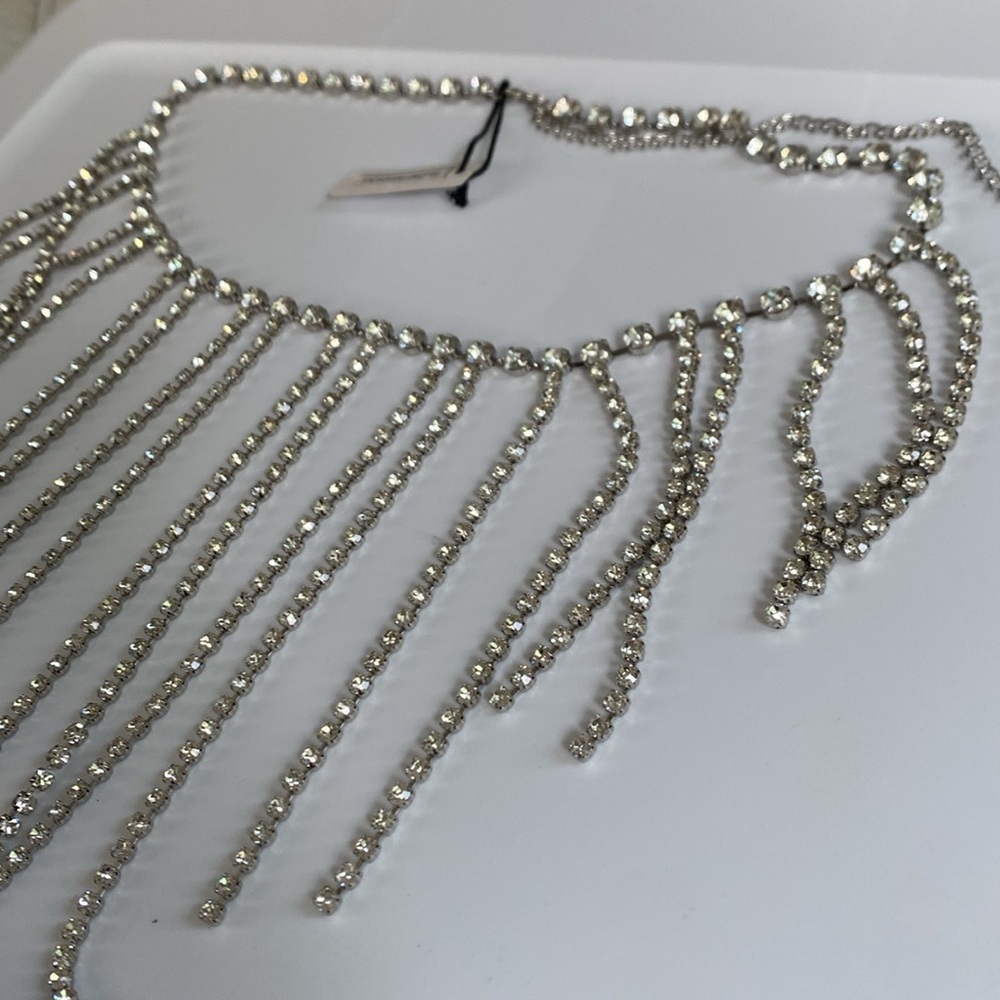 NWT Golden 4 M Rhinestone Fringe Metal Chain Belt - Picture 5 of 10